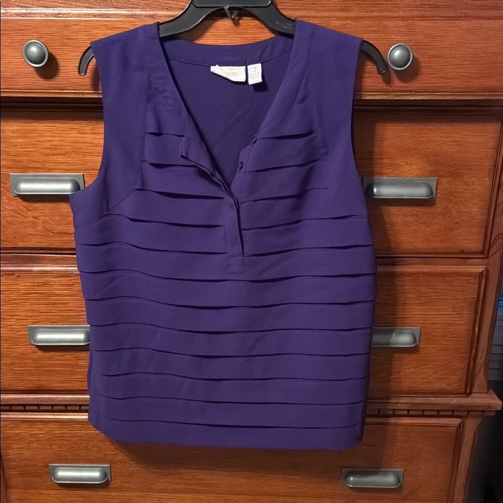 Chico's Purple Pleated Sleeveless Tank Top
